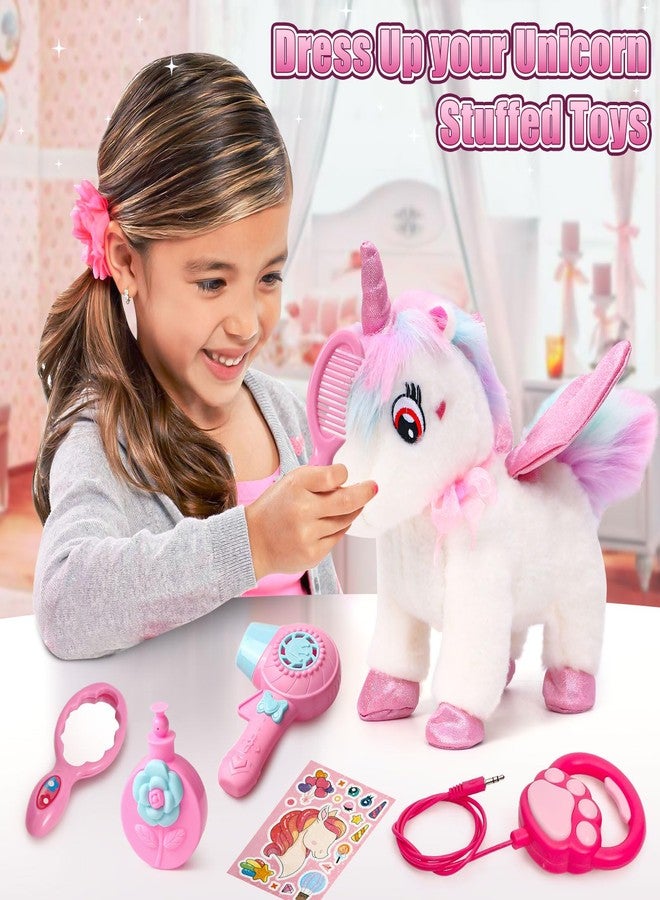 TUZT Walking Talking Remote Control Unicorn Toy for Girl Age 4-6, Electronic Interactive Plush Unicorn with Leash & Costume, Pretend Play Pet Care Toy Birthday Gift for Toddler Kid Girl Age 3 4 5 6 7 - Image 4